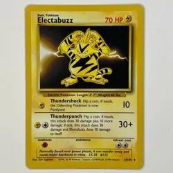 Pokemon TCG Electabuzz 20/102 Base Set Unlimited Rare WOTC Vintage Card LP/NM - Image 1
