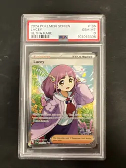 2024 Pokemon Trainer Lacey Gem Mint PSA 10 Ultra Rare Card #166 Stellar Crown - Image 1