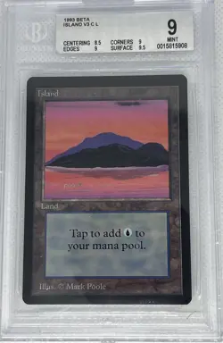 ISLAND V3, BETA, 1993 MTG, BGS 9.0, GRADED "MINT. 8.5/9/9/9.5 - Image 1