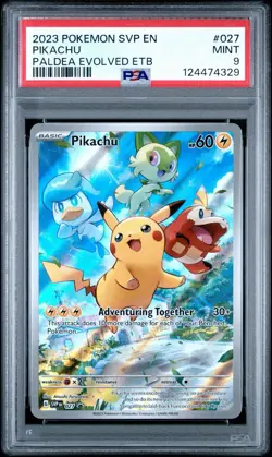 2023 Pokemon Paldea Evolved - Pikachu Black Star Promo No. 27 PSA 9 - Image 1