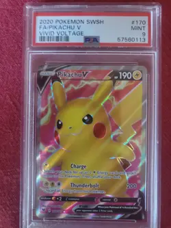 Pokemon TCG Pikachu V Vivid Voltage 170/185 Holo Full Art PSA 9 Mint - Image 1