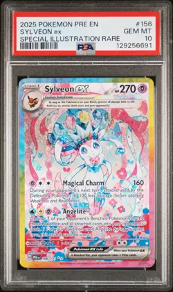 2025 POKEMON PRE EN-PRISMATIC EVOLUTIONS #156 SYLVEON EX PSA 10 - Image 1