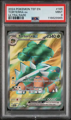 2024 POKEMON TEF EN-TEMPORAL FORCES ULTRA RARE #185 TORTERRA EX PSA 9 - Image 1