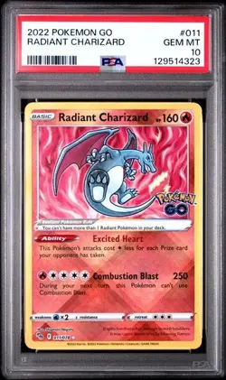 PSA 10 RADIANT CHARIZARD 011 POKEMON GO GEM MINT - Image 1