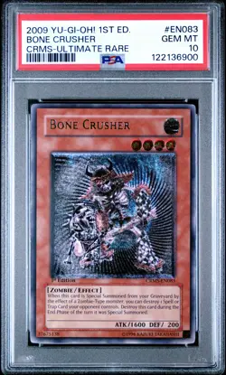 2009 YU-GI-OH! CRMS-CRIMSON CRISIS 1ST ED-ULTIMATE RARE BONE CRUSHER PSA 10 - Image 1