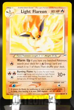 Pokemon TCG Card - Light Flareon 46/105 Neo Destiny Uncommon Vintage - Image 1