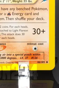 Pokemon TCG Card - Light Flareon 46/105 Neo Destiny Uncommon Vintage - Image 5