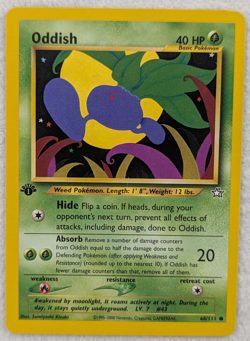 2000 Oddish #68 Neo Genesis Regular Pokemon Card Common 1st Edition - Image 1