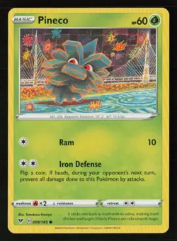 Pineco SWSH04: Vivid Voltage #008/185 Common Pokemon Card - Image 1