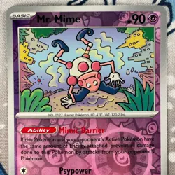 Mr. Mime 122/165 Reverse Holo Rare Scarlet & Violet 151 Set Pokemon Card 2023 NM - Image 2