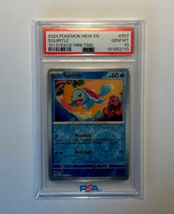 PSA 10 Squirtle Cosmos Holo 007/165 Promo 151 5-Pack Mini Tins Pokemon Card - Image 1
