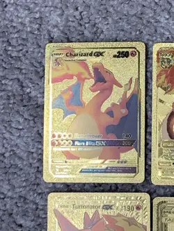 Set of 15 Pokemon Charizard,Slowpoke,Moltres&More Gold Foil Fan Art Cards LP - Image 2