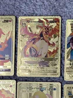 Set of 15 Pokemon Charizard,Slowpoke,Moltres&More Gold Foil Fan Art Cards LP - Image 3