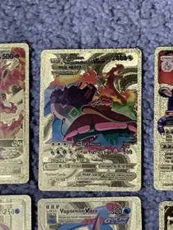 Set of 15 Pokemon Charizard,Slowpoke,Moltres&More Gold Foil Fan Art Cards LP - Image 4