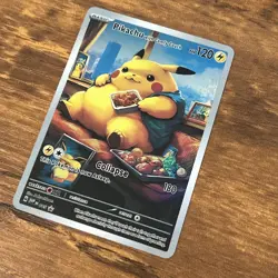 Pikachu With Grey Felt Hat Pokemon ACG Card Holo Foil Art Anime Van Gogh Cute - Image 2