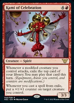 KAMI OF CELEBRATION ~mtg NM-M Commander Neon Dynasty Rare 1 Card - Image 1