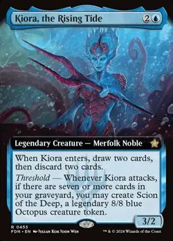 MTG Kiora, the Rising Tide - Foil - Extended Art, Foundations, Lightly Played, E - Image 1