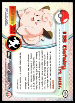 1999 Topps Pokemon TV 35 Clefairy Foil NM - Image 2