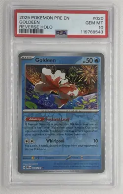 2025 Pokemon PRE EN Goldeen #20 Reverse Holo PSA 10 Gem Mint 🌶🥵 - Image 1