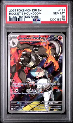 2025 POKEMON DRI EN-DESTINED RIVALS #191 TEAM ROCKET'S HOUNDOOM PSA 10 - Image 1