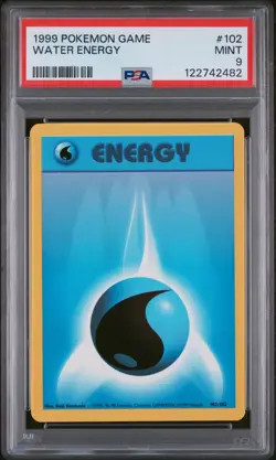 1999 BASE SET POKEMON GAME #102 WATER ENERGY PSA 9 MINT! - Image 1