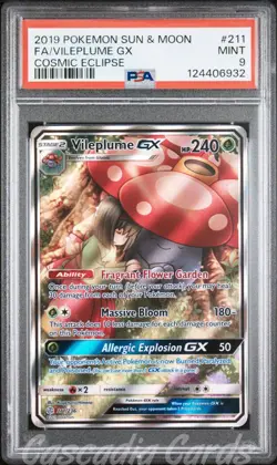 PSA 9 Vileplume GX Full Alt Art 211/236 Cosmic Eclipse Pokemon - Image 1