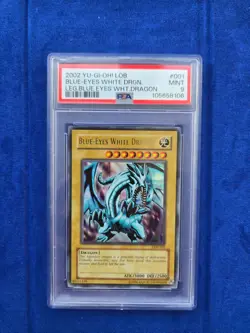 2002 Yu-Gi-Oh! Blue-Eyes White Dragon LOB-001 PSA 9 MINT - Image 1
