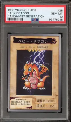 1998 Yu-Gi-Oh! Bandai Baby Dragon 1st Generation Japanese #28 PSA 10 Gem Mint - Image 1