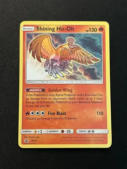 1x Shining Ho-Oh SM70 HOLO RARE SM Black Star Promo Pokemon TCG Card LP - Image 1