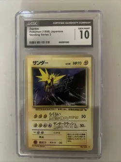 CGC 10 GEM MINT Zapdos 1998 Vending Series 2 Japanese 145 Pokemon Card psa - Image 1