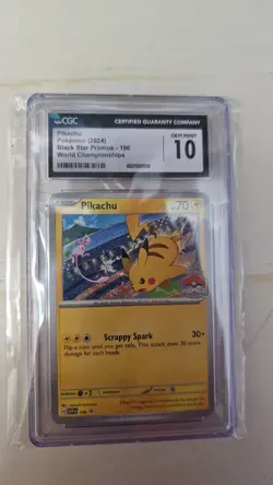 2024 Pokemon PIKACHU Black Star Promos World Championships Card 190 CGC 10 GM - Image 1