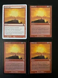MTG- Obliterate x4 (3x Invasion, 1x 8th Edition)(One is Foreign) - Image 1