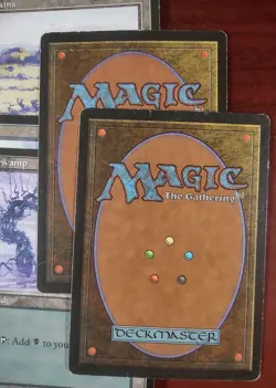 6 BASIC LAND Arena League 1996 Promo mtg DAMAGED Swamp Island Forest Plains - Image 3