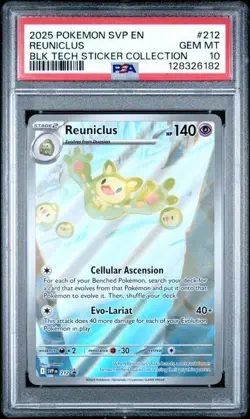 2025 POKEMON BLACK BOLT TECH STICKER COLLECTION REUNICLUS 212 PROMO PSA 10 - Image 1