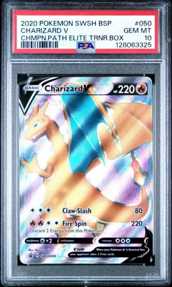 Pokemon Charizard V Champion's Path ETB Full Art Promo SWSH050 PSA 10 Gem Mint - Image 1
