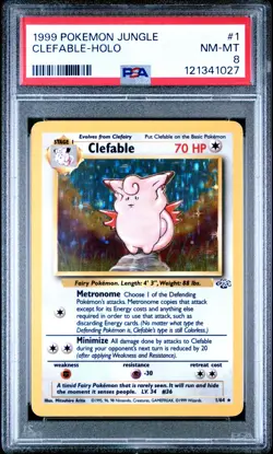 1999 Pokemon Jungle #1 Clefable Holo PSA 8 NM-MT - Image 1