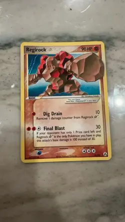 Pokemon Regirock Gold Star 91/92 EX Legend Maker Rare Holo - Visible Crease - Image 1