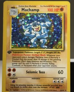 1st Edition Machamp Holo + Snorlax Vintage WOTC Pokemon Lot 1999-2000 Base Rare - Image 3