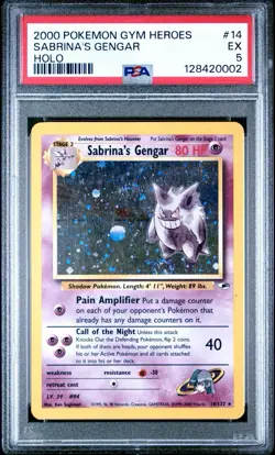 2000 POKEMON GYM HEROES HOLO #14 SABRINA'S GENGAR PSA 5 - Image 1