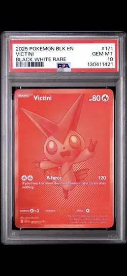 Pokemon Black Bolt White Flare Victini 171/086 BWR Red Monochrome PSA 10 Gem - Image 1