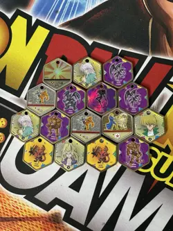 Yu-Gi-Oh! Vintage Takahashi Metal Medallions Hexors Coins Tags Lot of 16 - Image 1