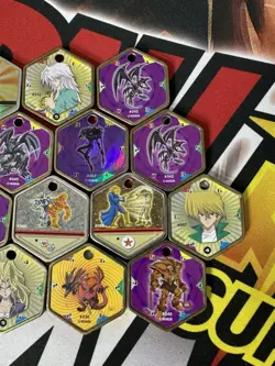 Yu-Gi-Oh! Vintage Takahashi Metal Medallions Hexors Coins Tags Lot of 16 - Image 3
