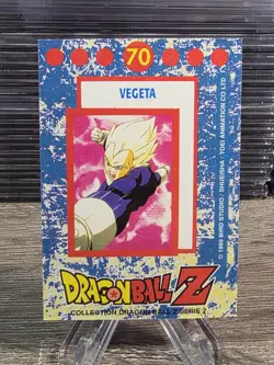 Dragon Ball Z DBZ 1989 Trading Card Bird Studio Series 2 Holo Prism #70 Vegeta - Image 2