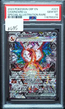 Charizard EX 223 PSA 10 Gem Mint Obsidian Flames Pokemon Card - Image 1