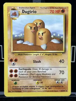 Pokemon Card: Dugtrio 19/102 Base Set Rare LP Regular Condition - Image 3