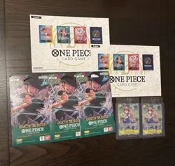 One Piece Monkey D Luffy OP10-111 Promo Card Mint Sealed w/ Stickers x2 Pack x3 - Image 1