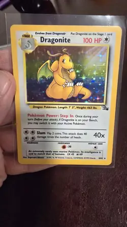 Pokemon TCG Dragonite Fossil Unlimited Holo Rare Card 4/62 LP Condition - Image 2