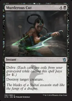 Moderate Play, English MTG Foil Murderous Cut - Foil Khans of Tarkir Magic the G - Image 1