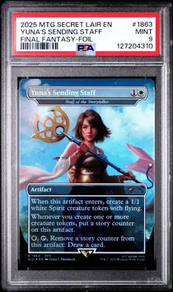 PSA 9 Yuna's Sending Staff (Rainbow Foil) Secret Lair x Final Fantasy 1863 FFX - Image 1