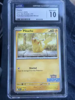 Pokemon Pikachu 2024 Illustration Contest Promo SVP214 CGC 10 Gem Mint - Image 1